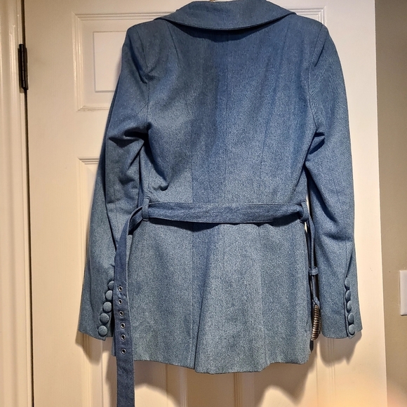 AS by DF Dominga Denim Blue Belted Blazer New - Picture 4 of 7